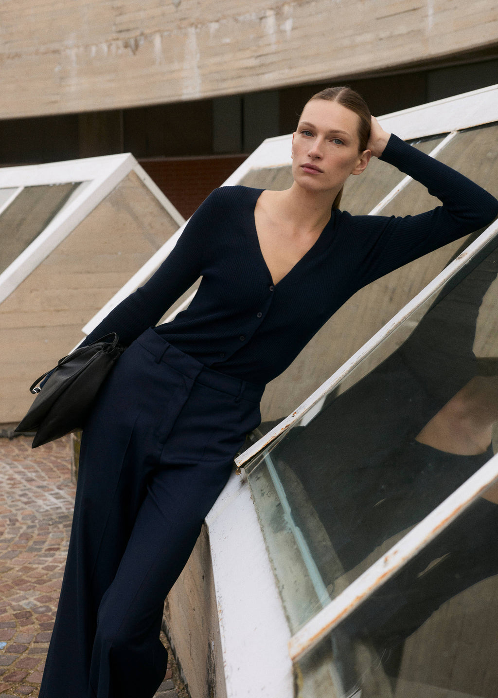 Contrast-bodice long jumpsuit