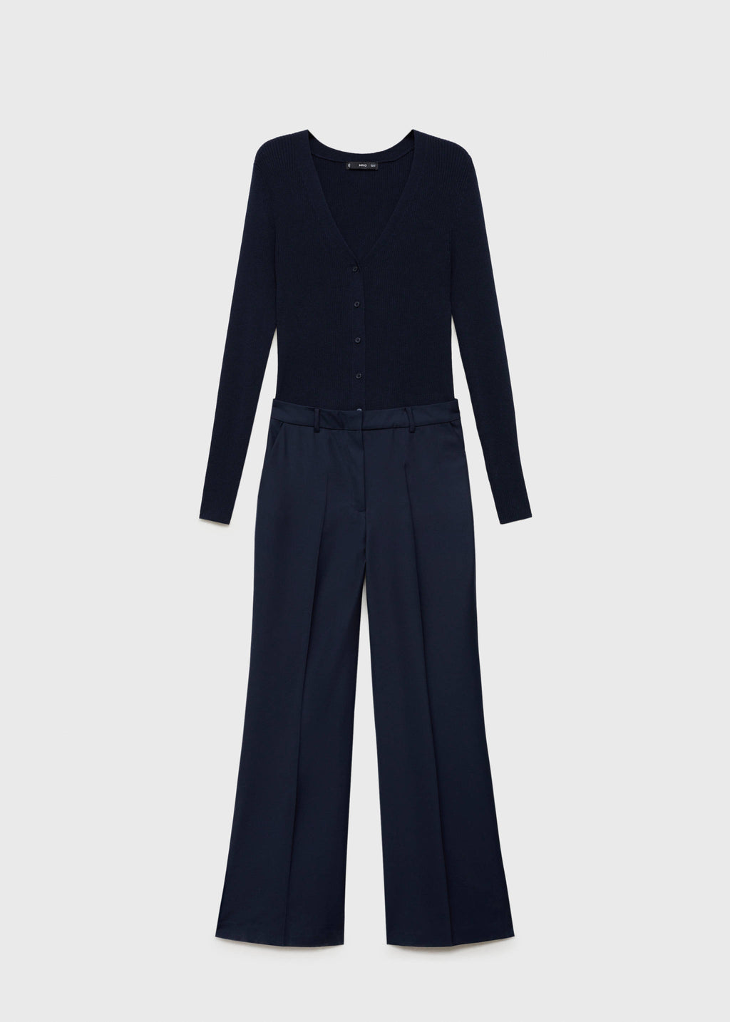 Contrast-bodice long jumpsuit