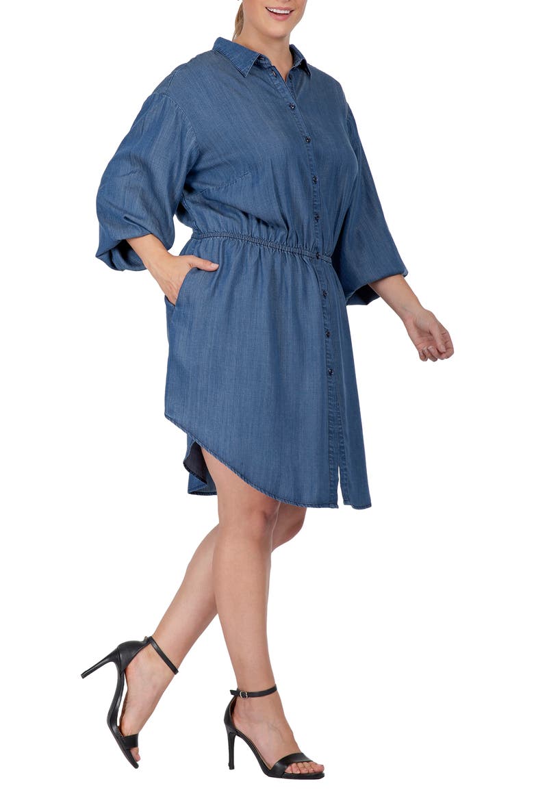 Long Sleeve Elastic Waist Shirtdress