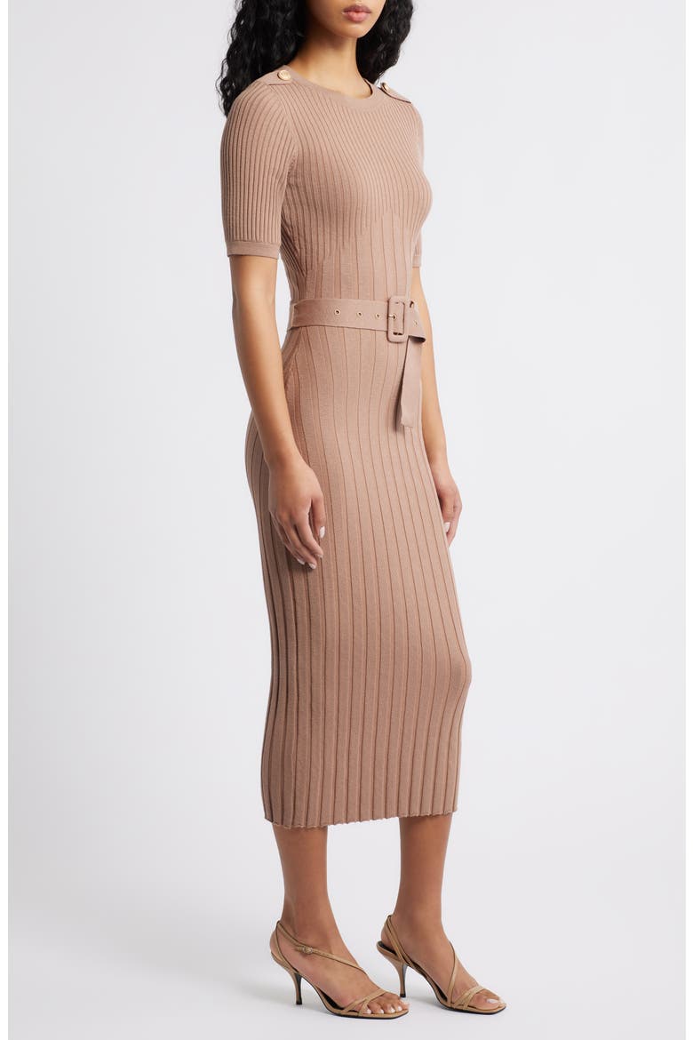Belted Rib Sweater Dress