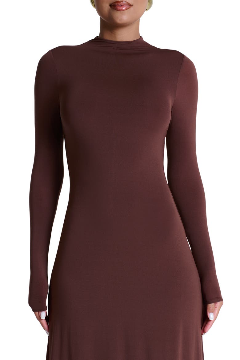 Mock Neck Long Sleeve Maxi Dress