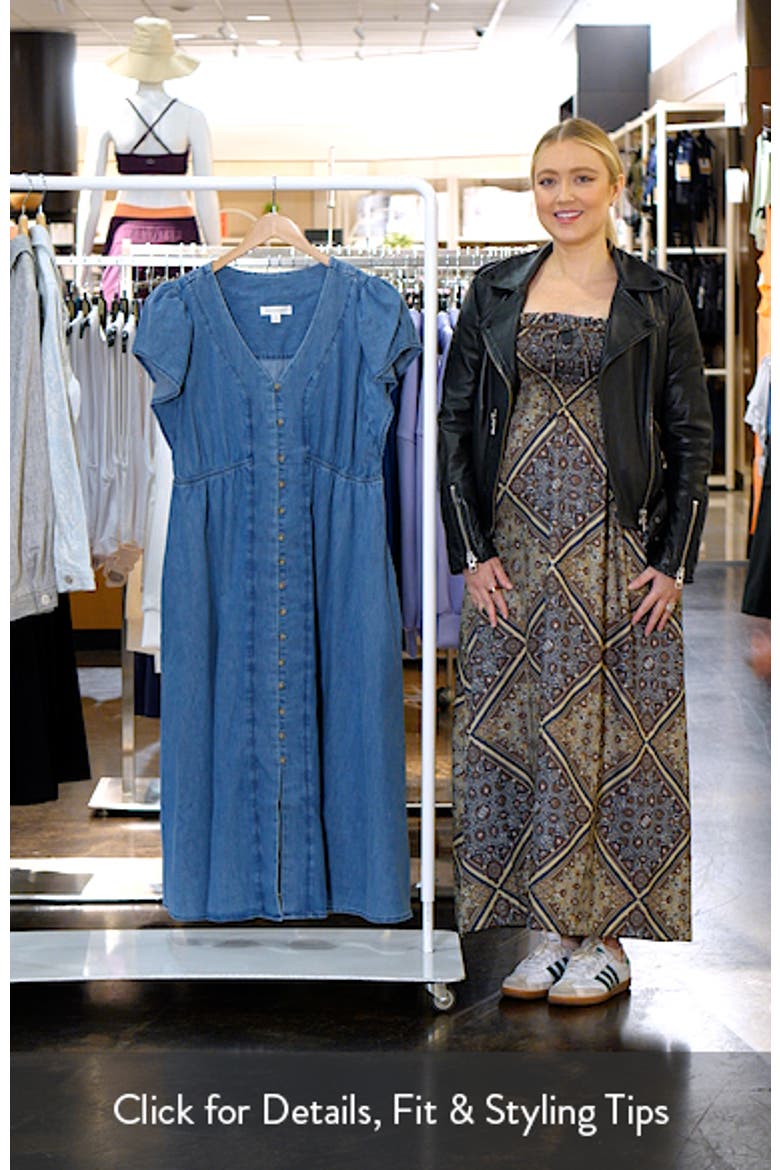 Flutter Sleeve Chambray Midi Dress