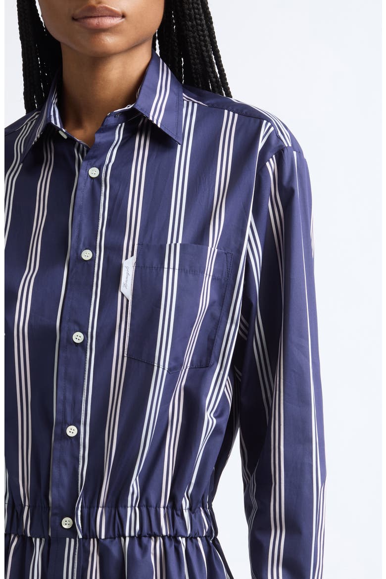 Stripe Long Sleeve Cotton Mini Shirtdress