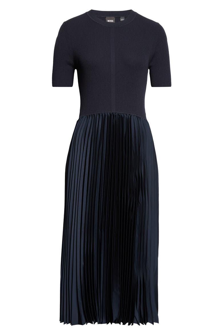 Fadridi Short Sleeve Mixed Media Midi Dress
