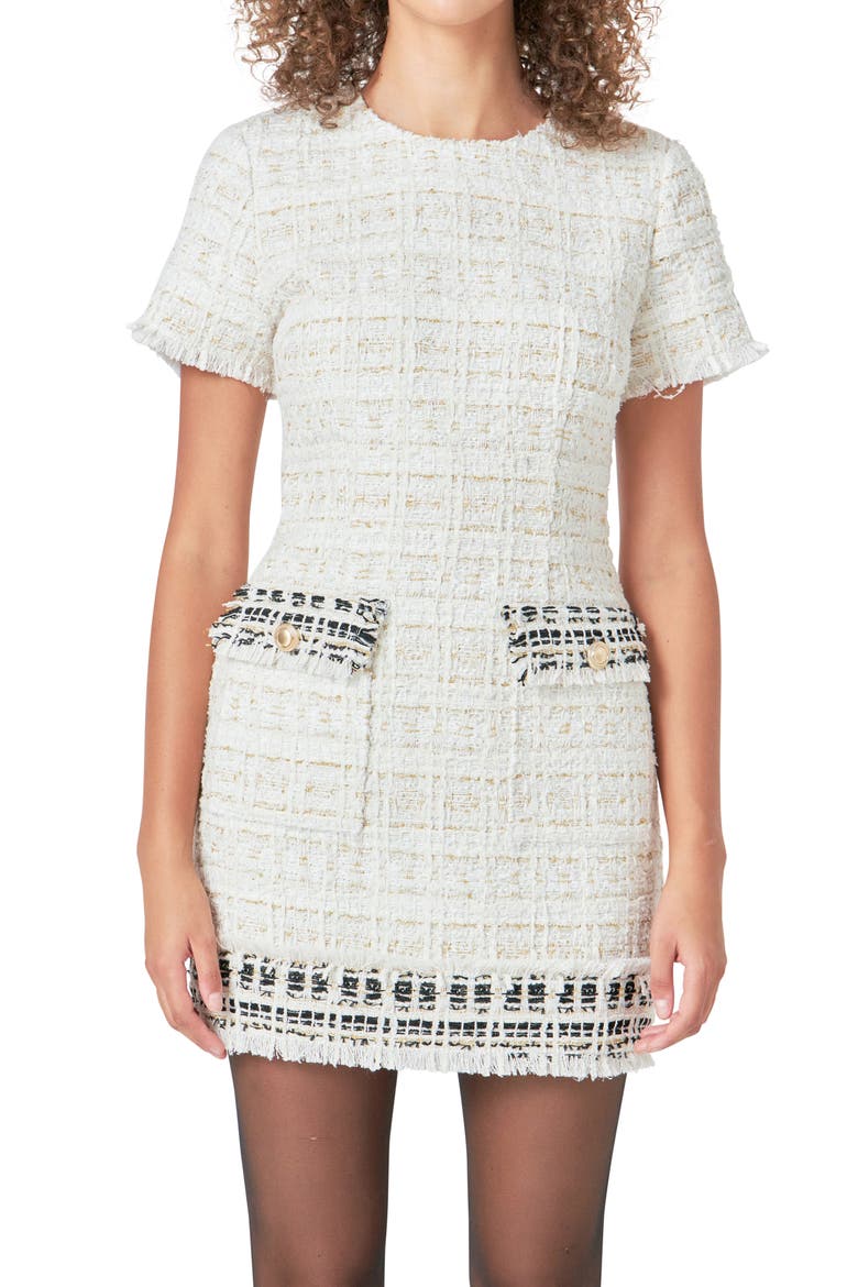 Fringe Tweed Minidress
