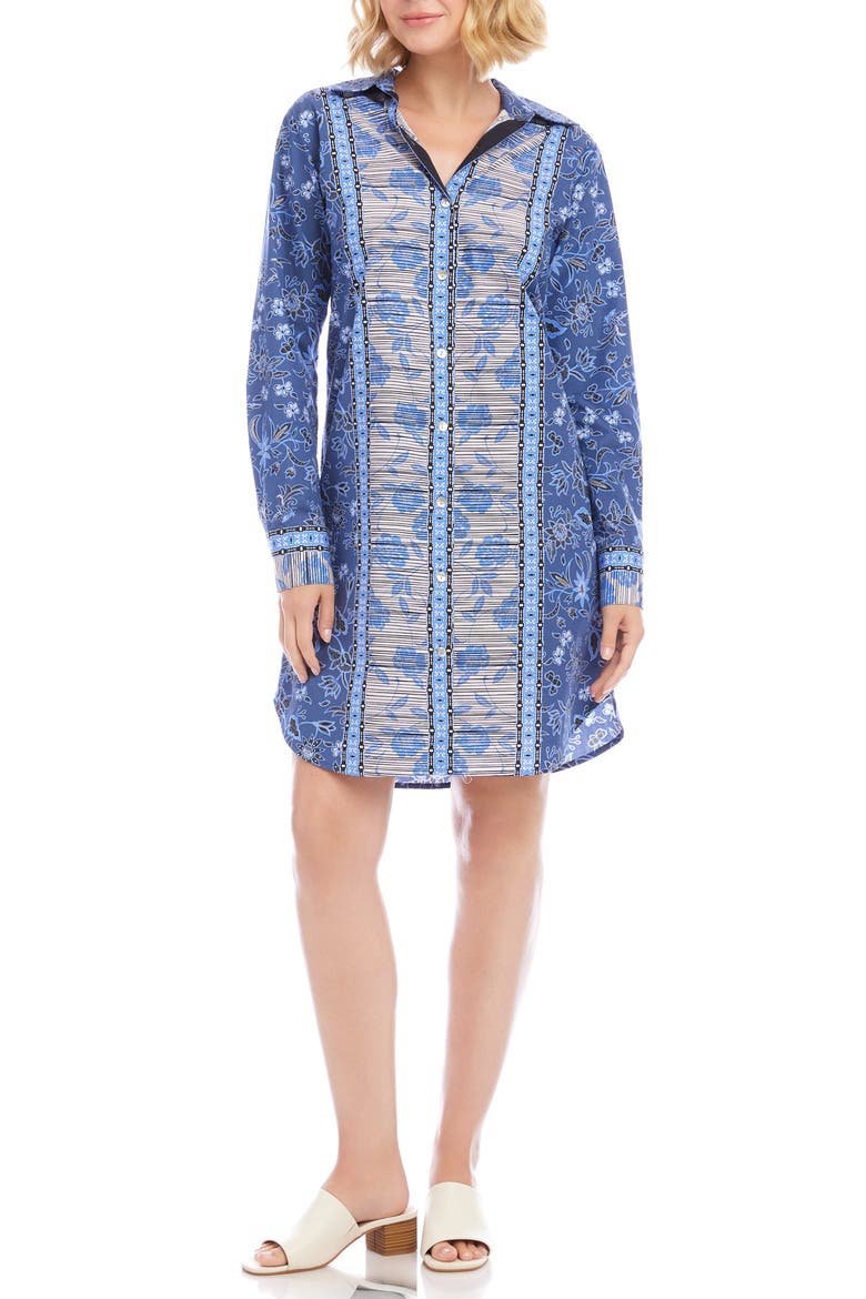 Floral Print Long Sleeve Shirtdress
