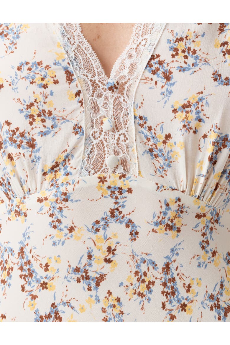 Belle Lace Crepe V-Neck Midi Dress