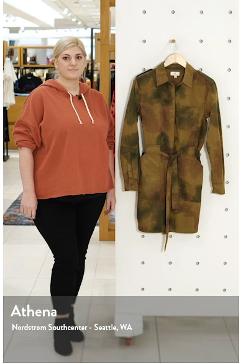 Justine Watercolor Camo Long Sleeve Cotton Shirtdress
