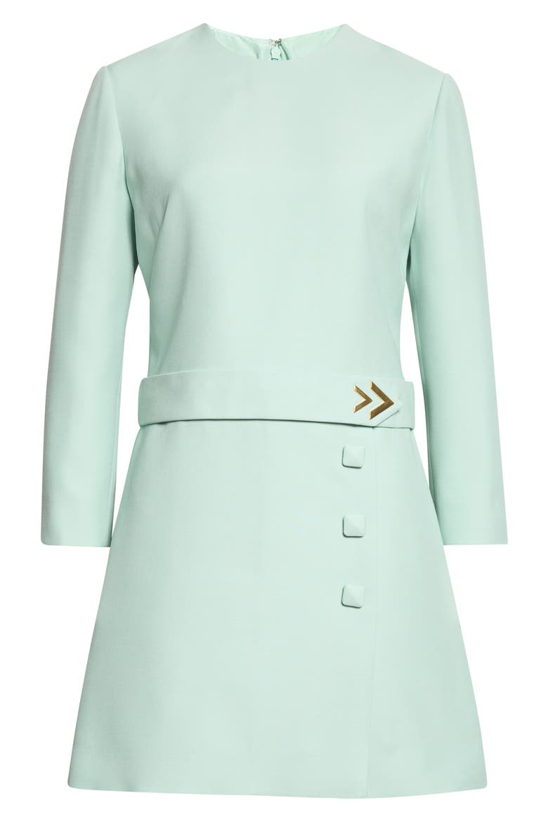 Belted VLOGO Wool & Silk Crepe Couture Minidress
