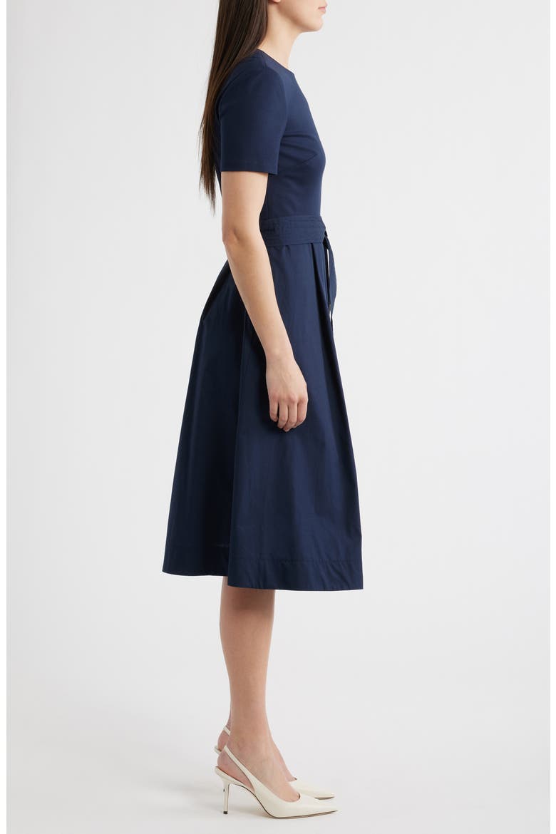 Jewel Neck Tie Waist Midi Dress