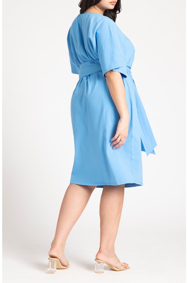 Tie front Flutter Sleeve Midi Sheath Dress