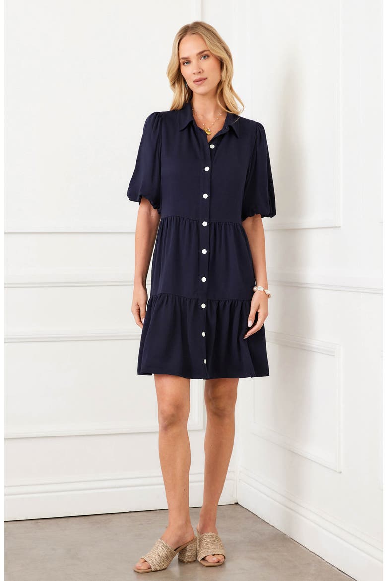 Tiered Puff Sleeve Shirtdress