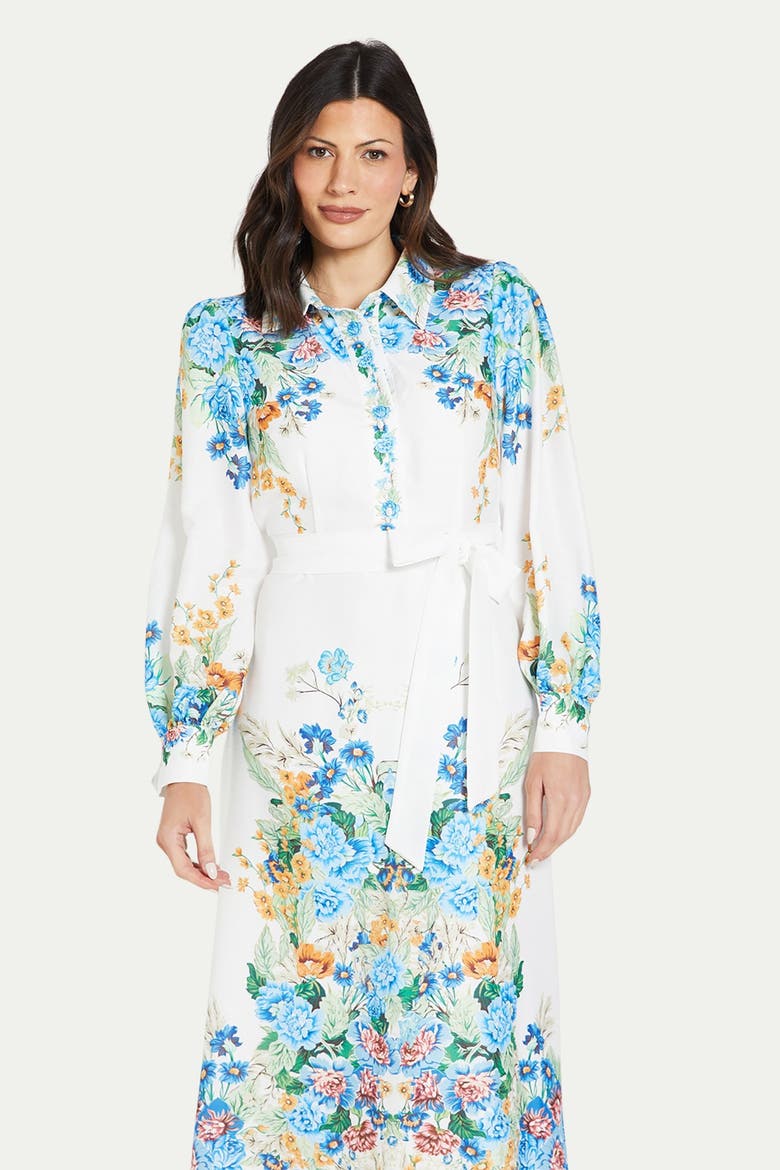 Floral Western Belted Midi Shirt Dress