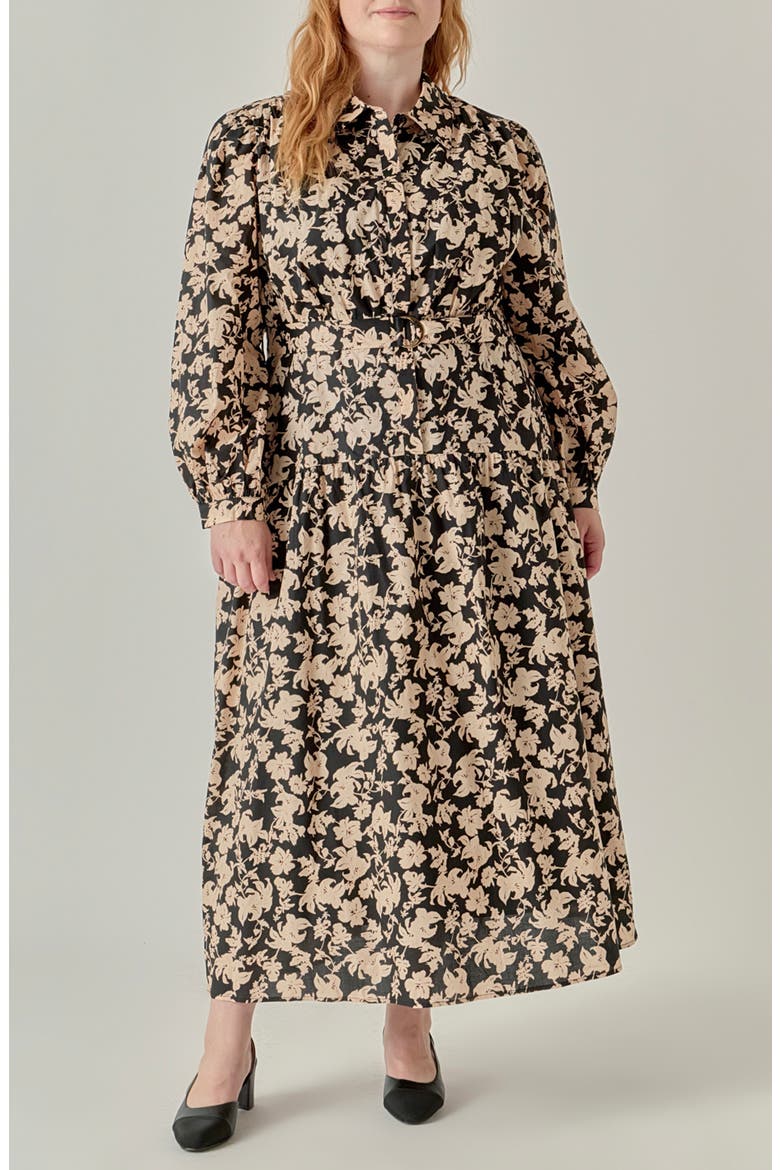 Floral Print Cotton Midi Dress