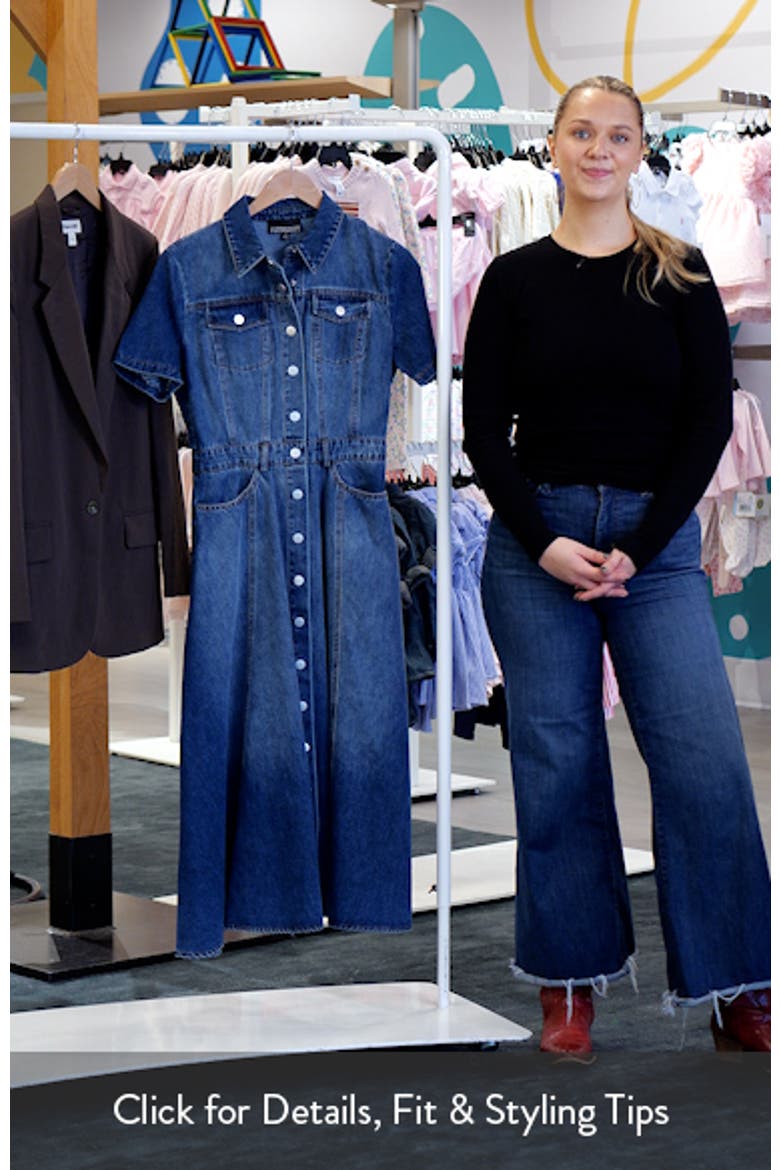 Cotton Blend Denim Midi Shirtdress