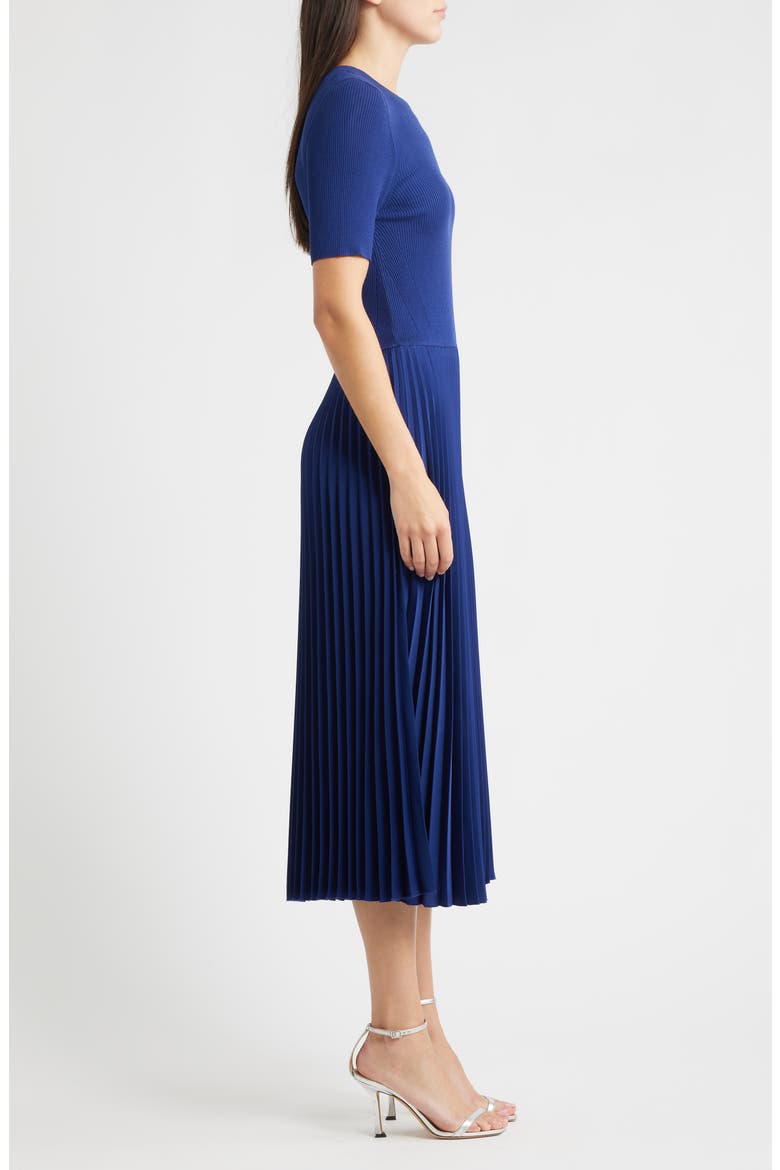 Fadridi Rib & Pleated Midi A-Line Dress