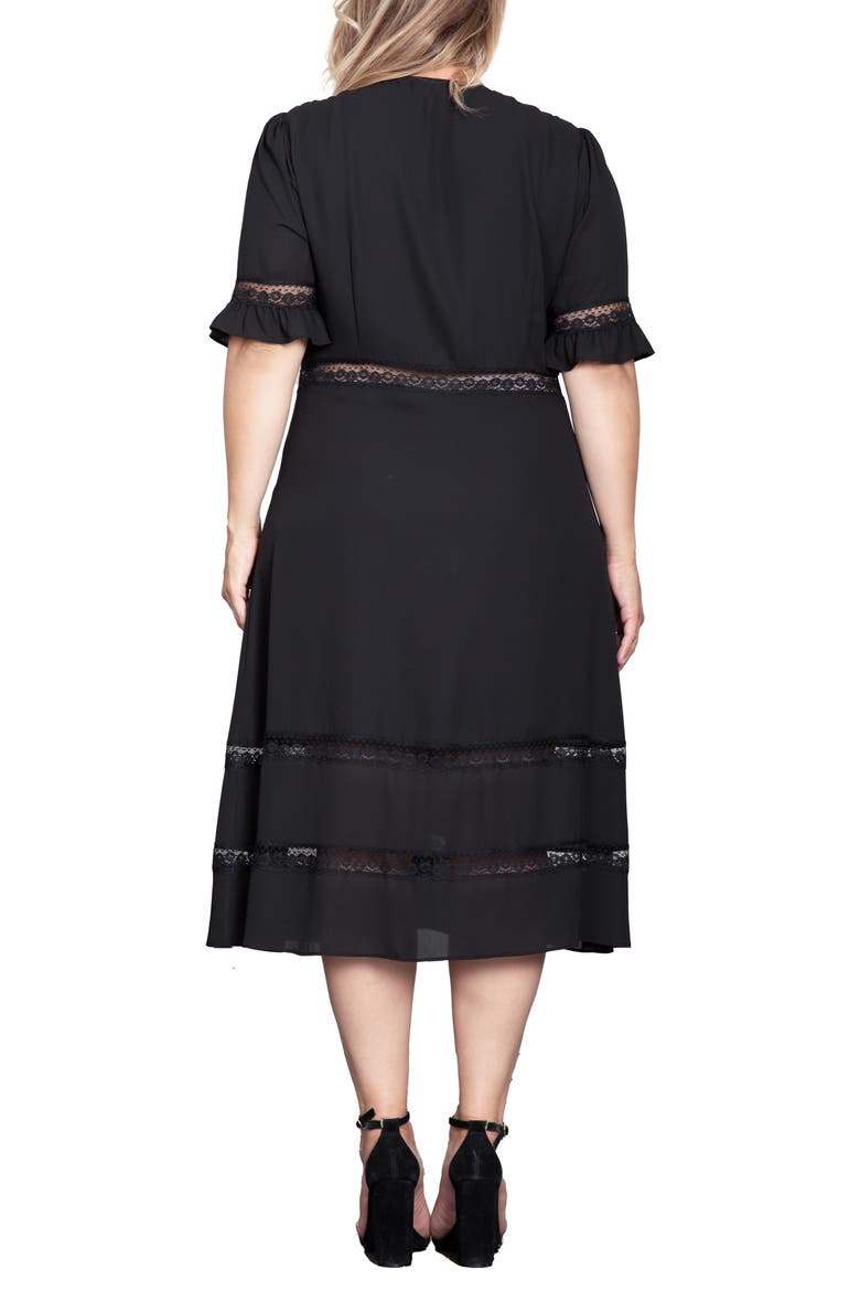 Lace Inset Georgette Midi Dress