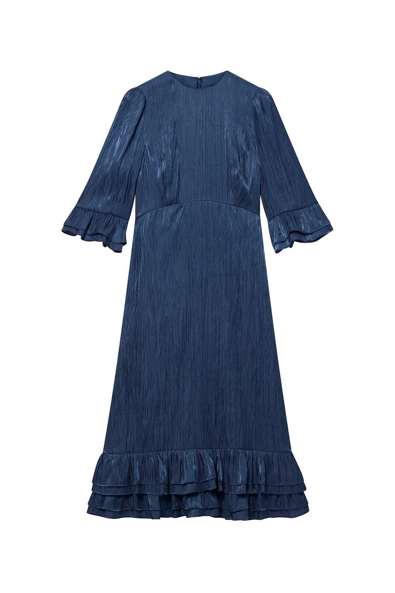 Metallic Ruffled Midi Dress