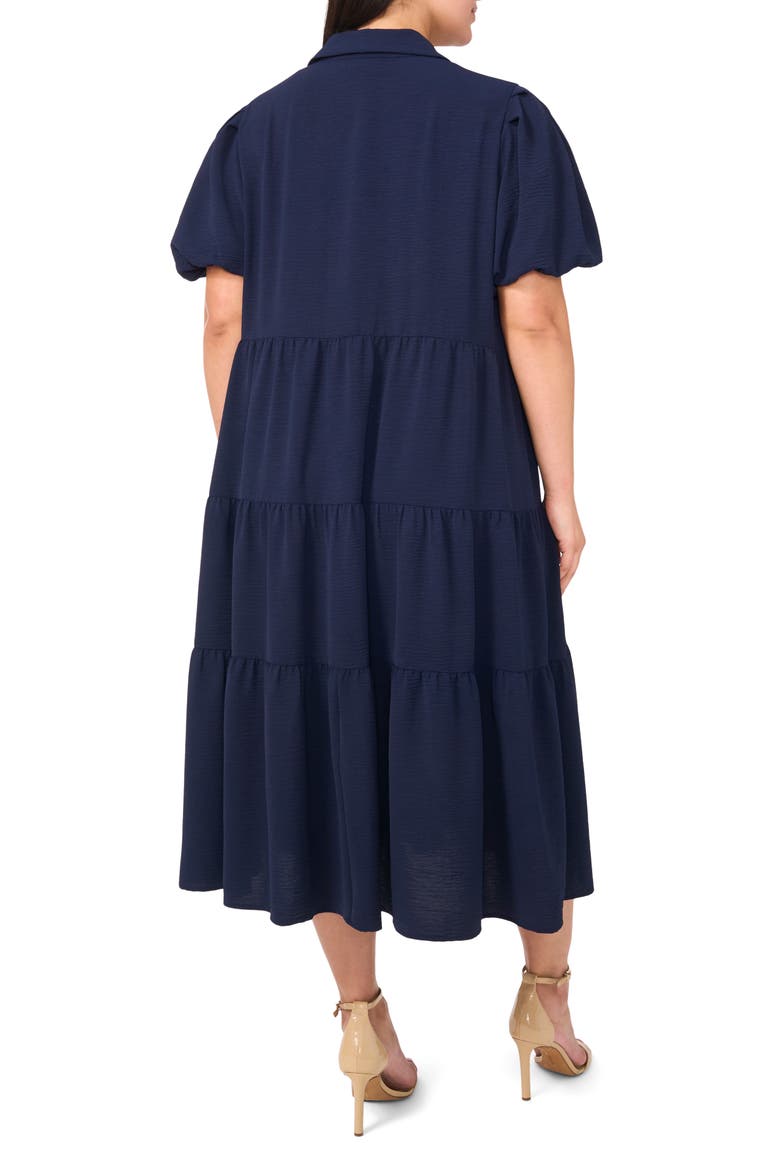 Puff Sleeve Tiered Maxi Shirtdress