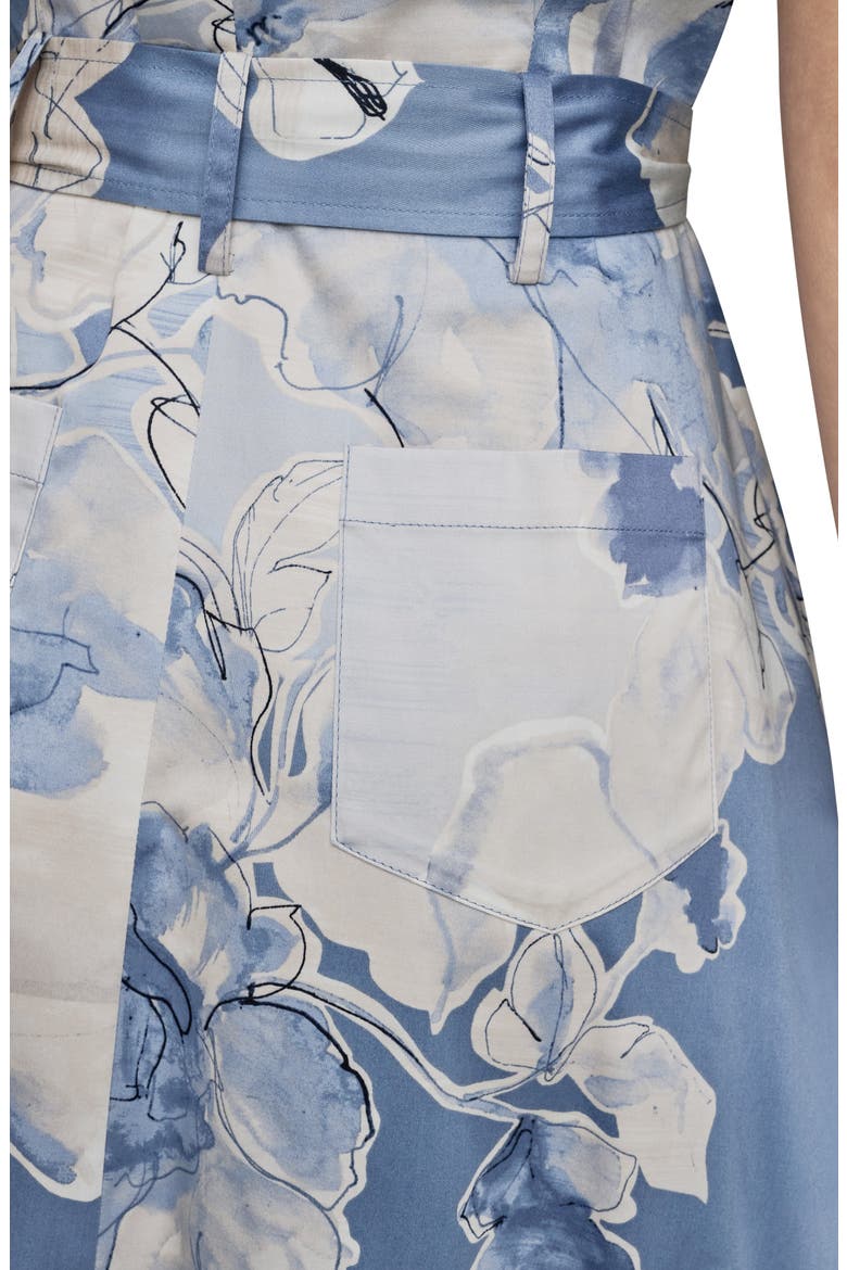 Print Tie Waist Midi Shirtdress