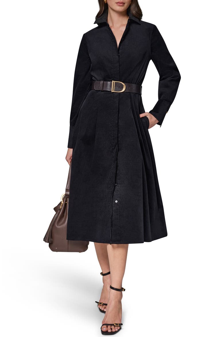 Belted Corduroy Midi Shirtdress