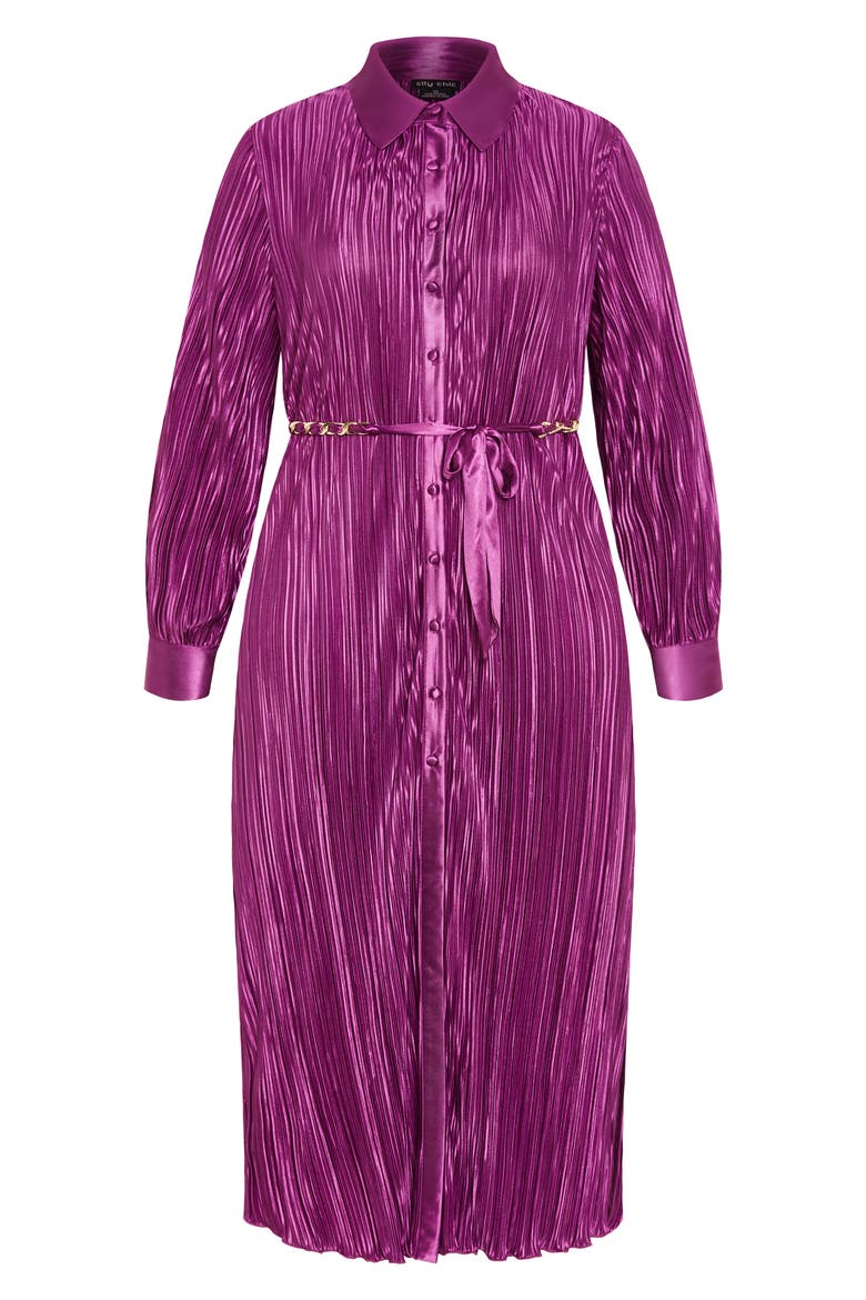Andi Long Sleeve Plissé Maxi Shirtdress