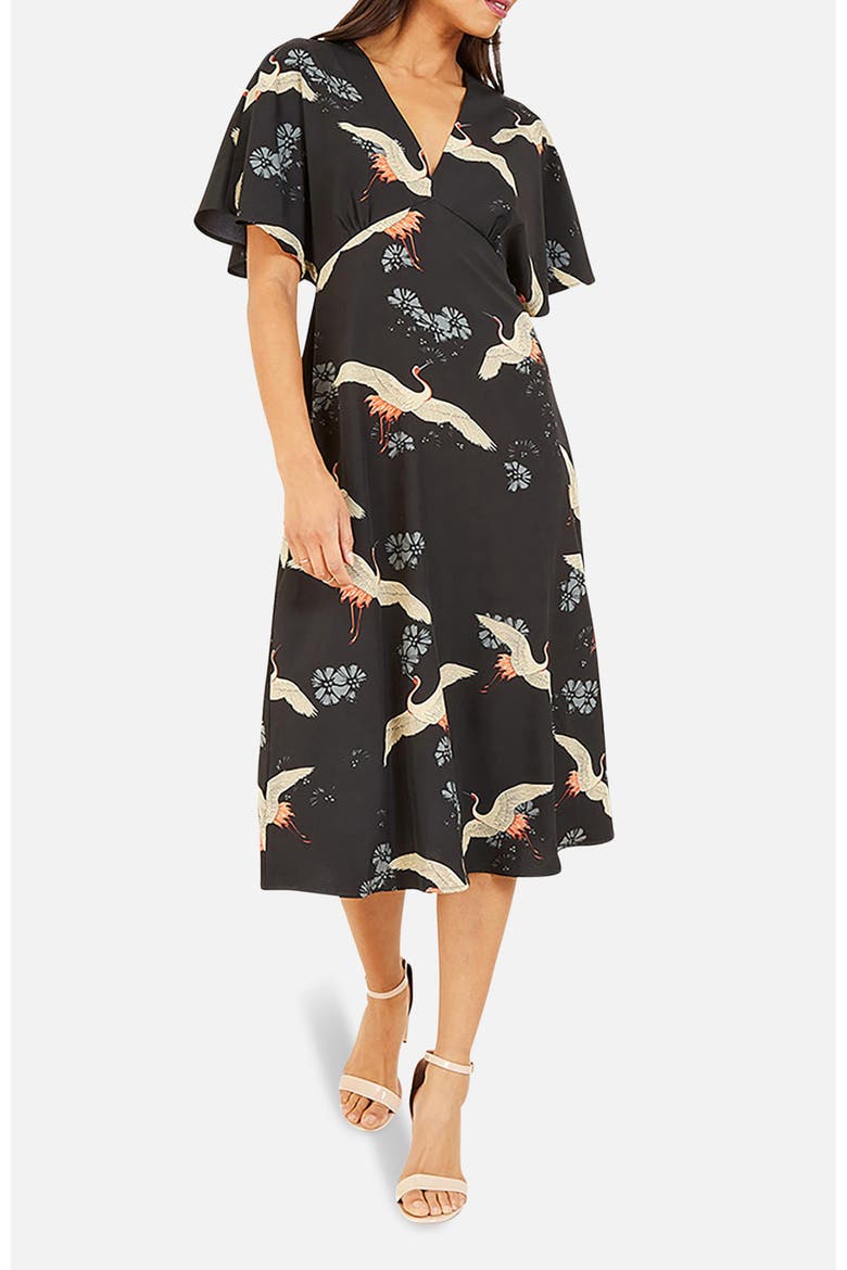 Short Sleeve V-Neck Printed Midi Dress