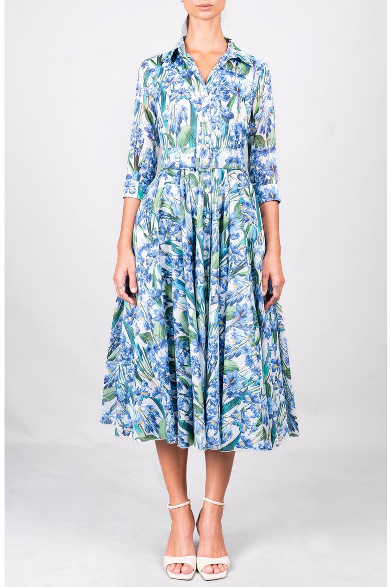 Crocus Hyancinth A-Line Midi Shirtdress