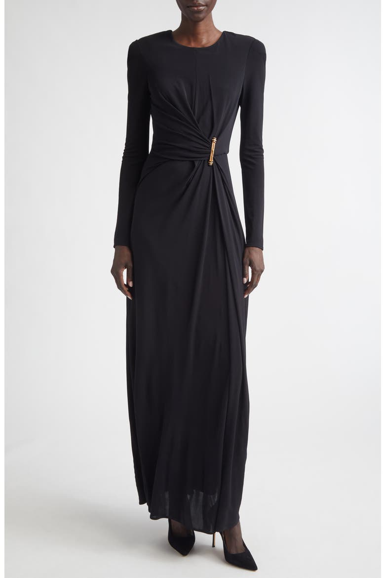 Dominique Long Sleeve Matte Crepe Jersey Gown