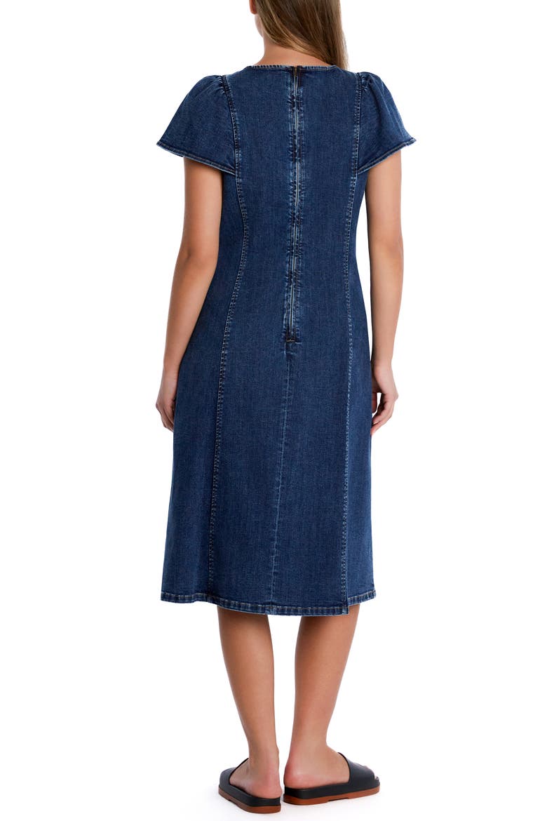 Flutter Sleeve Denim Midi Dress