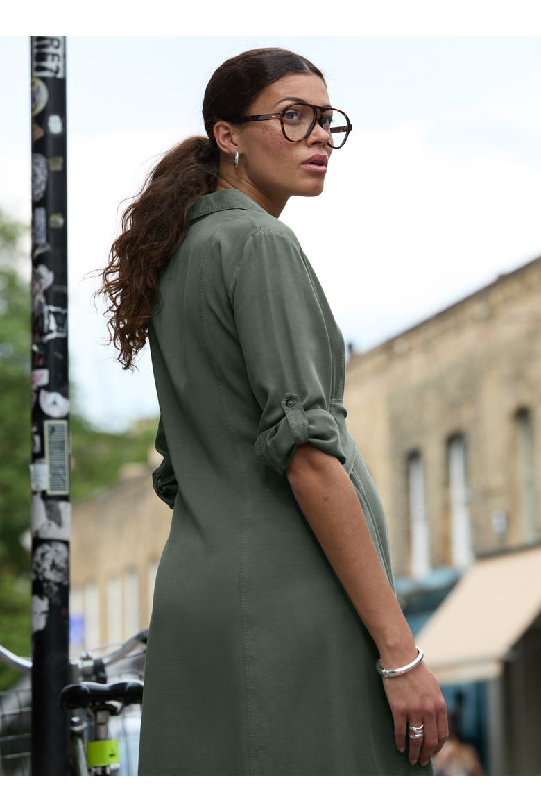 Kelsy Maternity Belted Shirt Dress