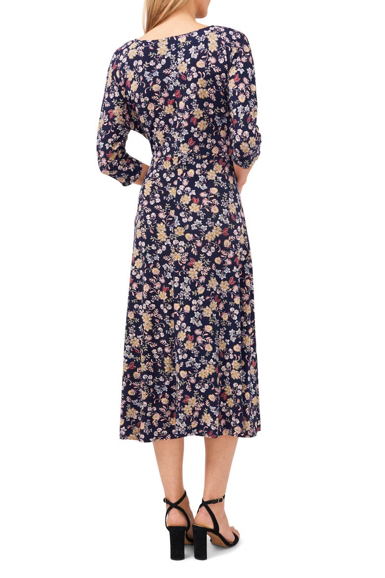 Floral Tie Front Midi Dress