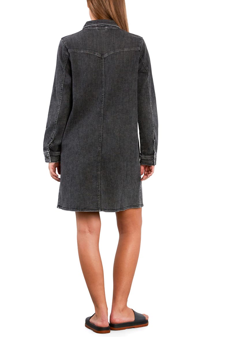 Lovely Ruffle Long Sleeve Denim Dress