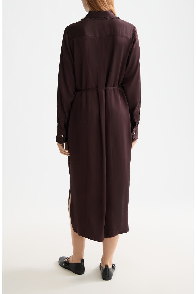 Long Sleeve Tie Waist Midi Shirtdress