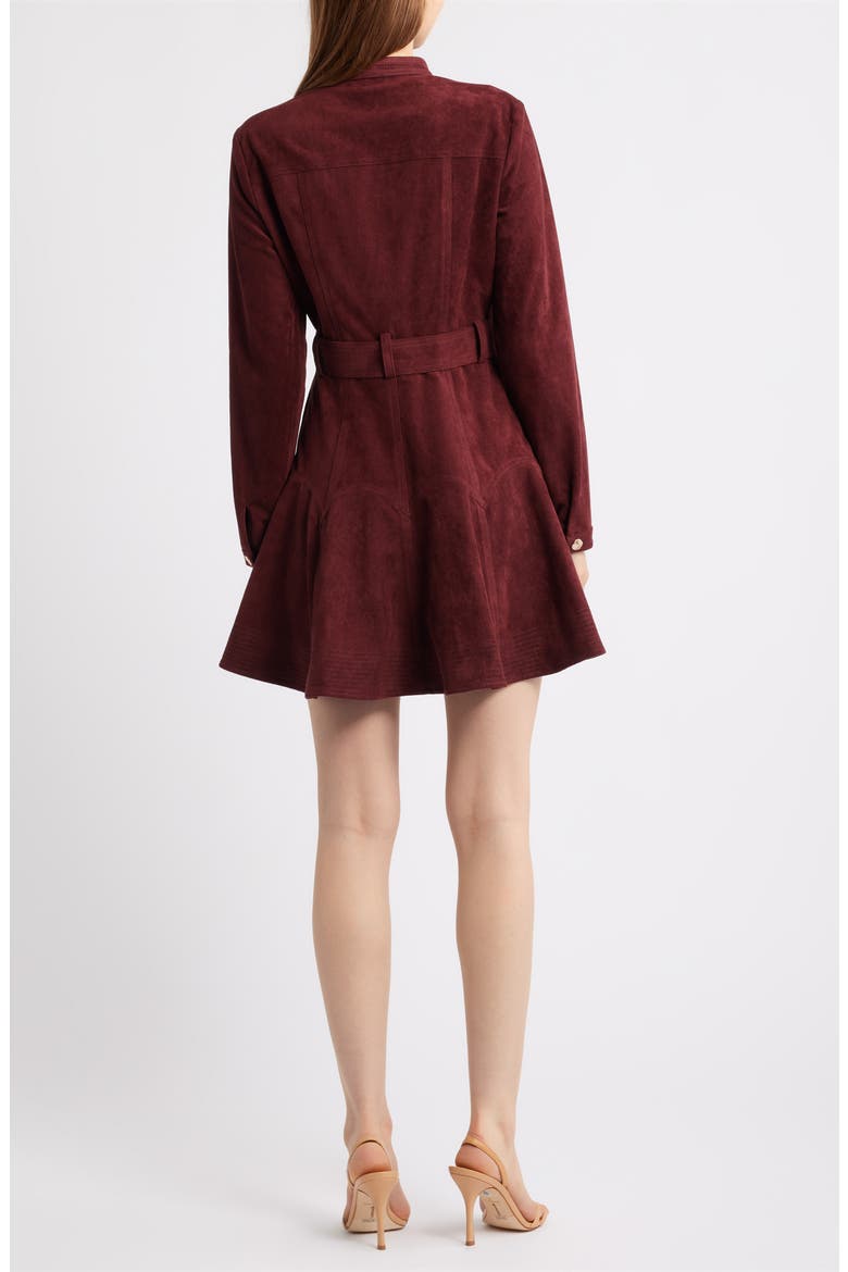 Laurie Long Sleeve Belted Faux Suede Shirtdress