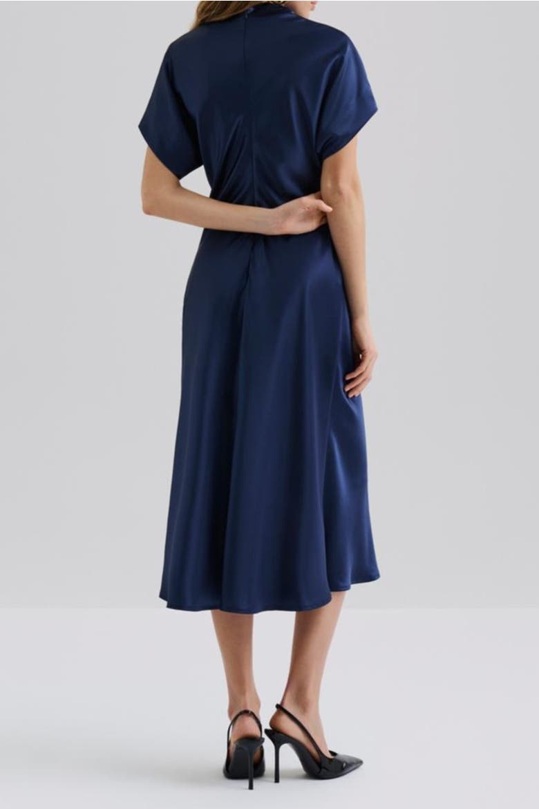 Alivia Short Sleeve Satin Midi Dress