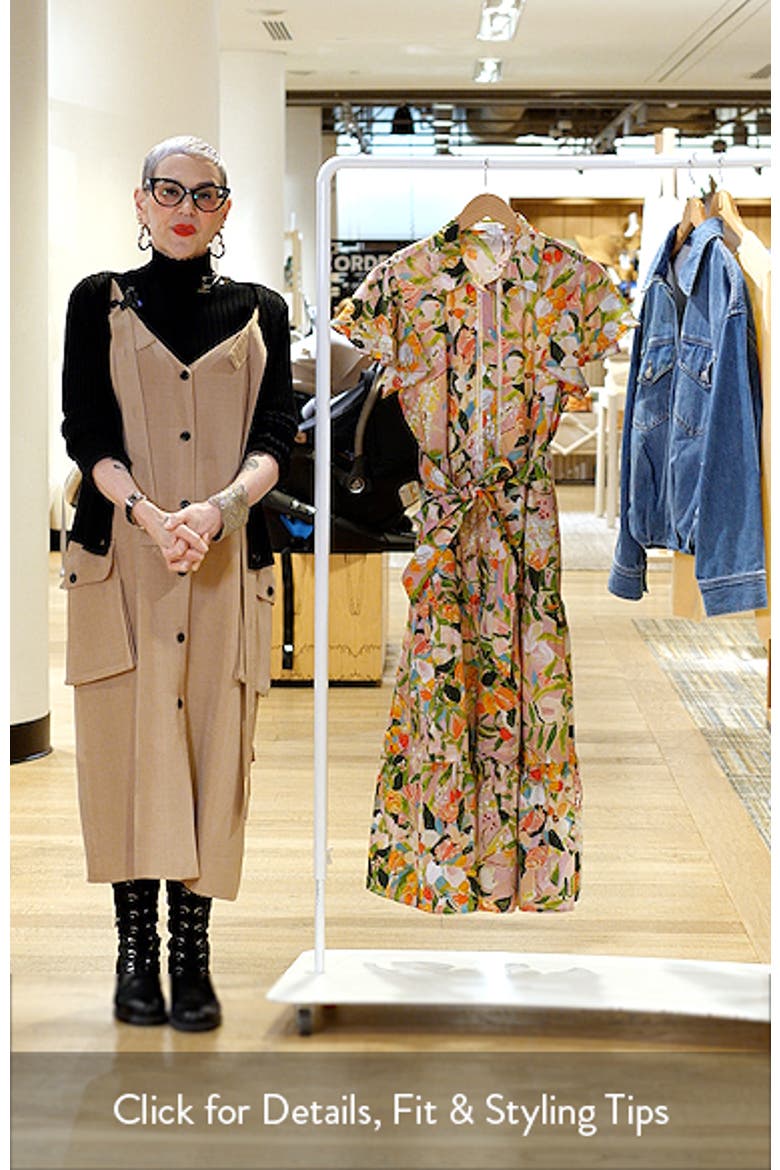 Alice Floral Flutter Sleeve Tiered Cotton Shirtdress