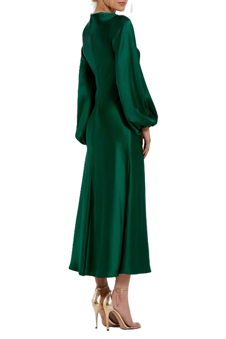 Women's Crystal Embellished High Neck Satin Maxi Dress
