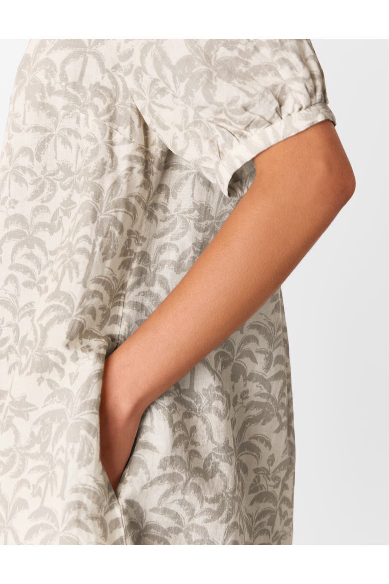 Palm Print Linen Blend Mini Dress