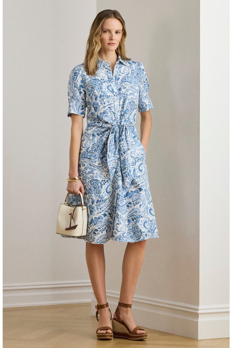 Paisley Print Linen Shirtdress