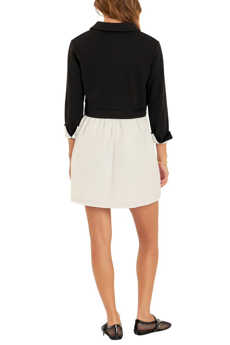 Mixed Media Cotton Blend Minidress