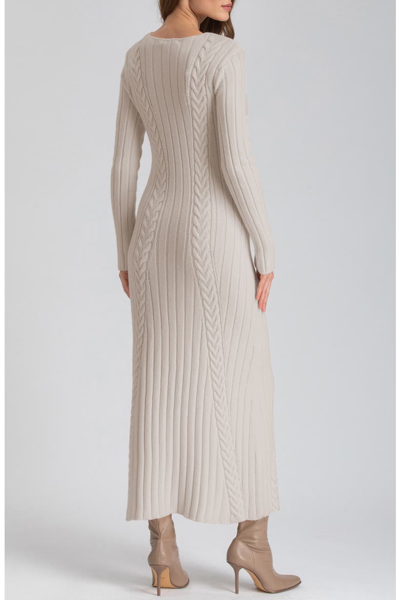Long Sleeve Mixed Stitch Maternity Midi Sweater Dress
