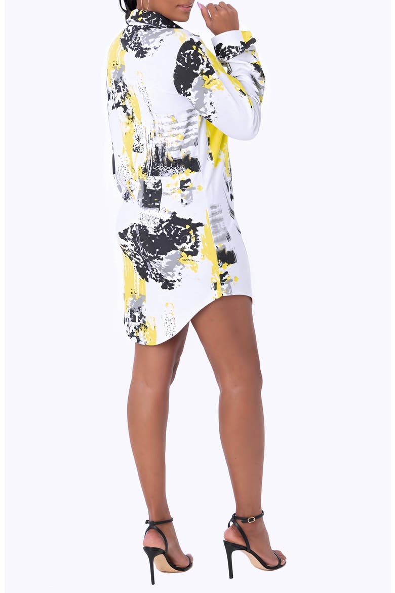 Unity Abstract Print Long Sleeve Mini Shirtdress