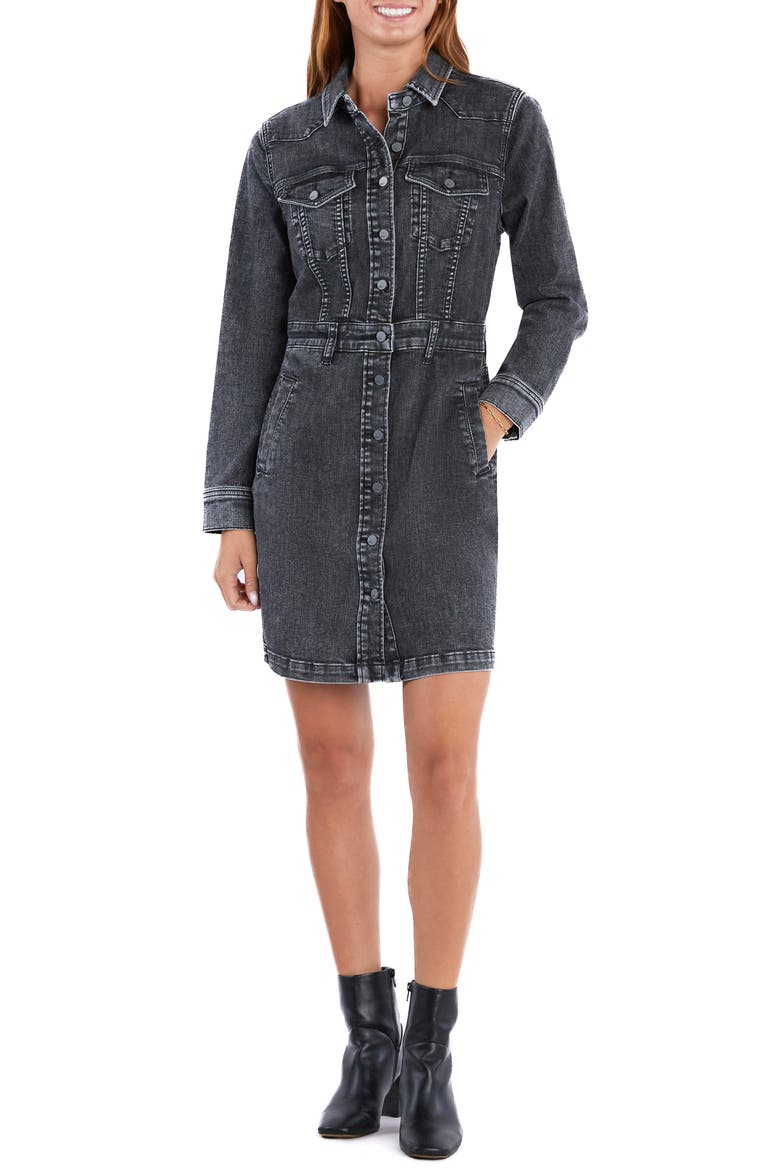 Western Long Sleeve Denim Shirtdress