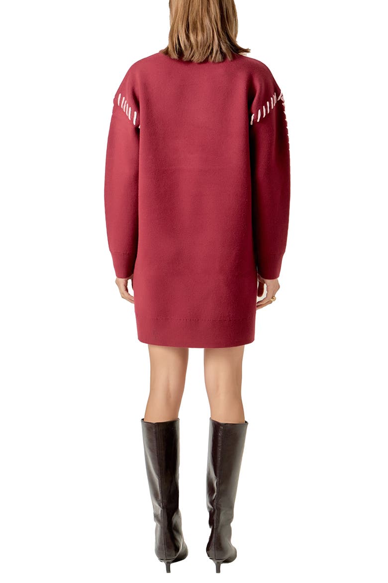 Whipstitch Long Sleeve Sweater Minidress