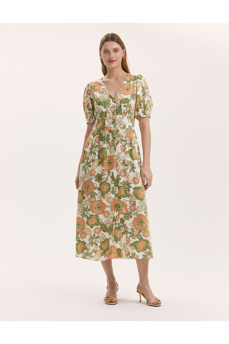 Addison Floral Linen Blend Midi Dress