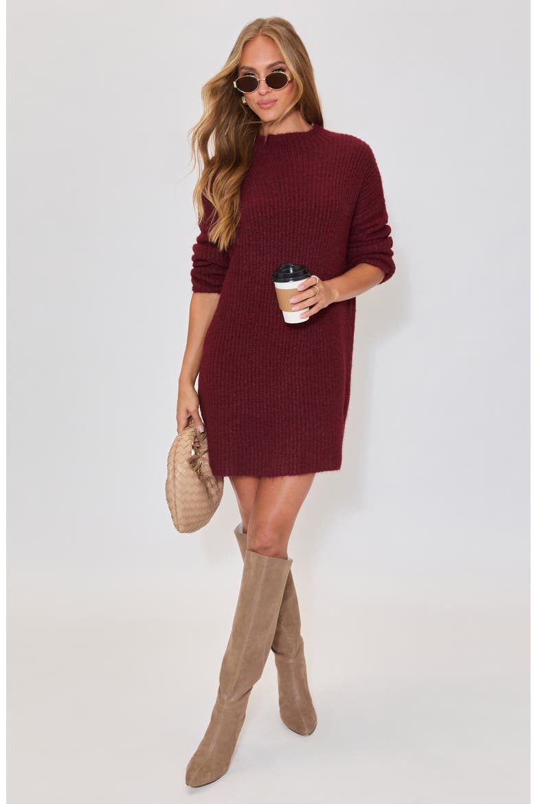 About Town Long Sleeve Rib Sweater Dress