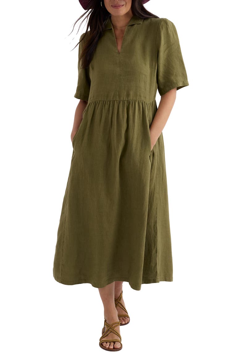 Fen Violet Linen Midi Shirtdress