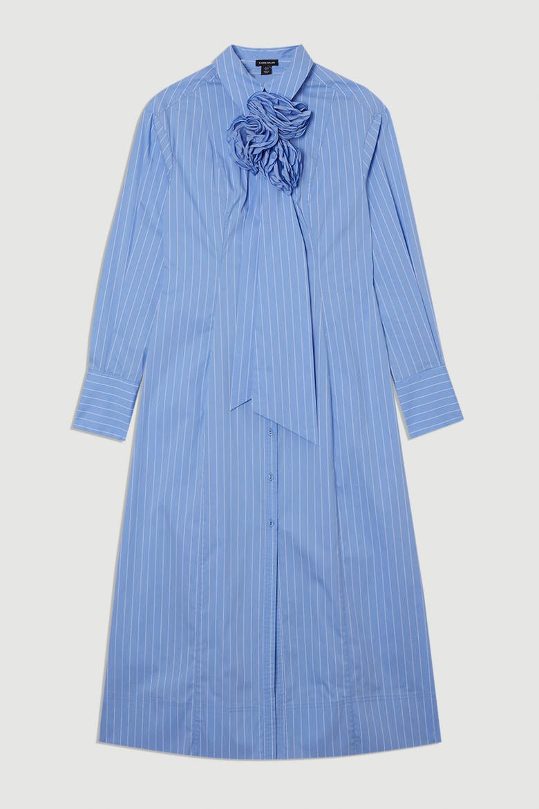 Rosette Woven Shirt Maxi Dress
