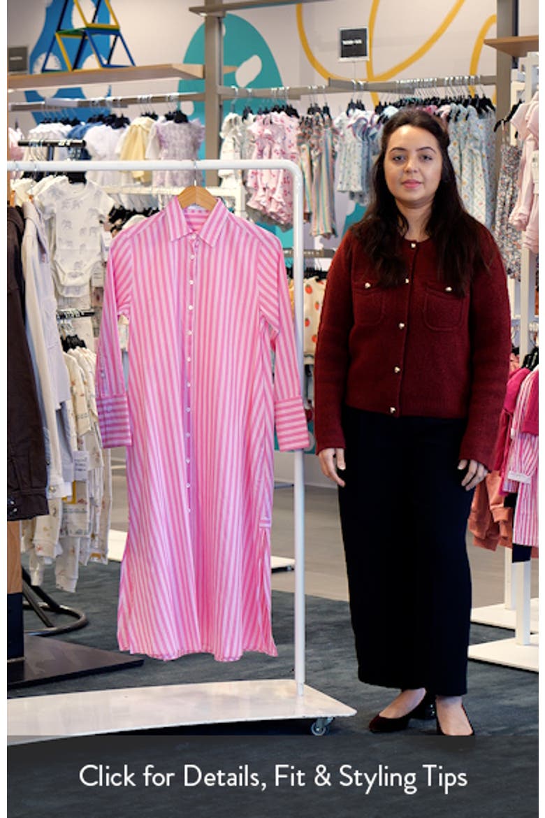 Stripe Oversize Long Sleeve Cotton Poplin Shirtdress